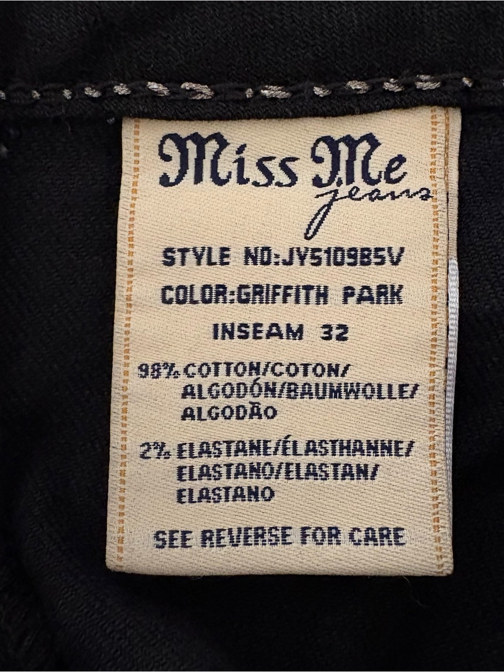 Miss Me Jeans 28 Black Bootcut Fleur De Lis Bling Rhinestone Y2K  JY5109B5V - Picture 9 of 12